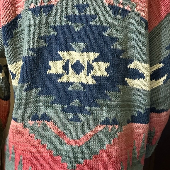 Ralph Lauren western Vintage Handknit Southwest Sweater Cardigan size Large - Picture 2 of 11